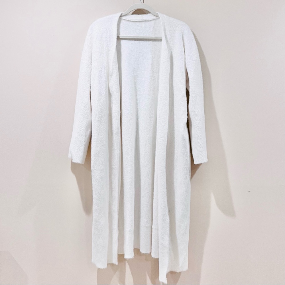 Super Soft Fuzzy White Long Cardigan